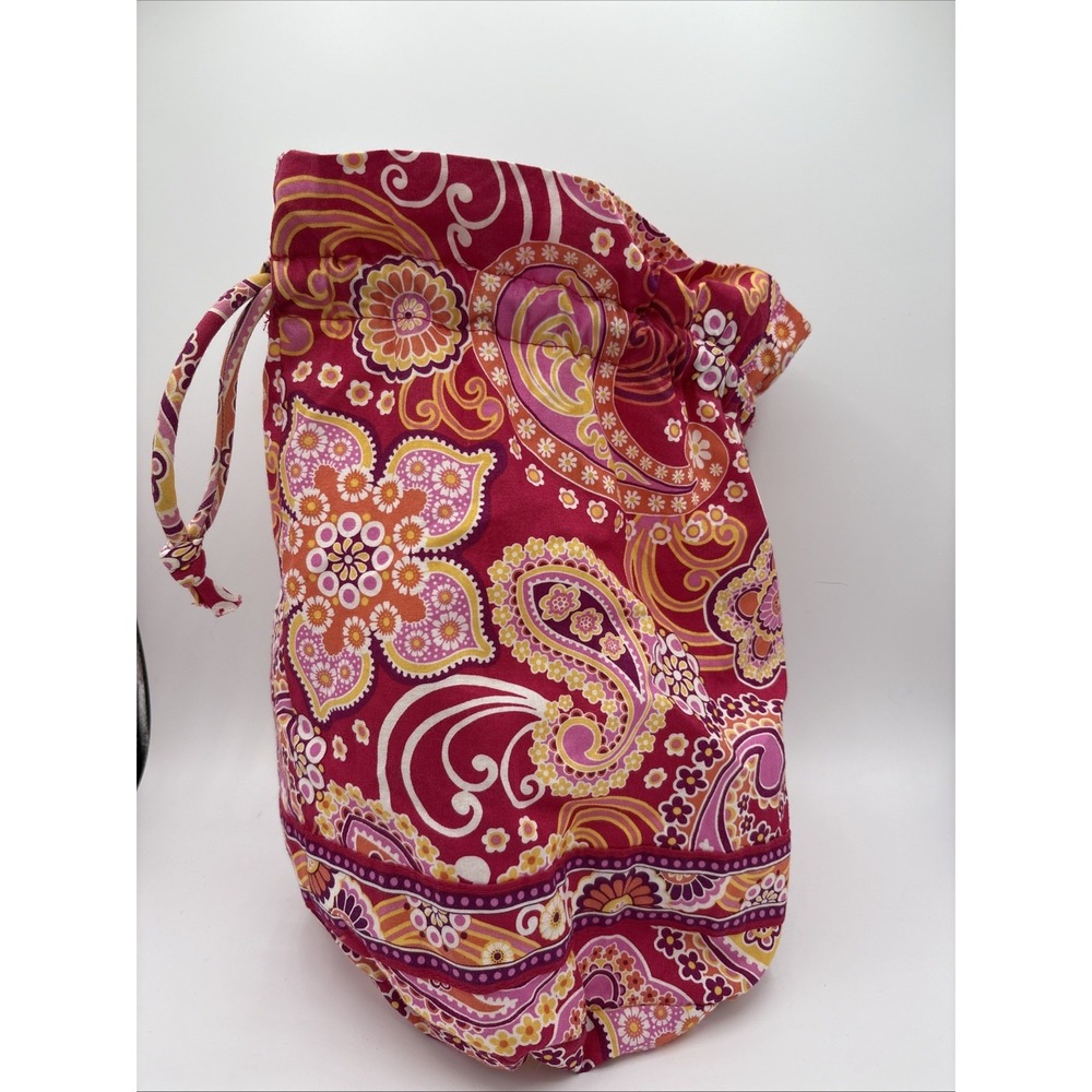 Vintage Vera Bradley Raspberry Fizz Cinch Bag Plastic Lined Wet Dry MADE IN USA